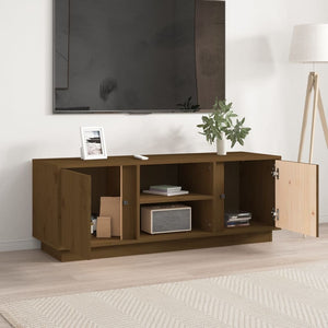 Tv-bänk honungsbrun 110x35x40,5 cm massiv furu