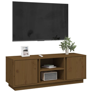 Tv-bänk honungsbrun 110x35x40,5 cm massiv furu