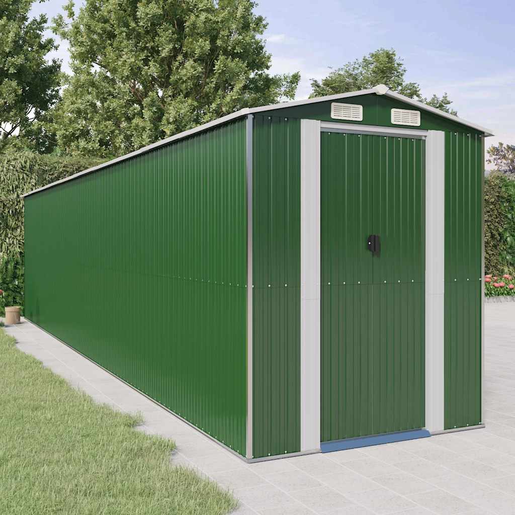 Trädgårdsskjul grön 192x855x223 cm galvaniserat stål