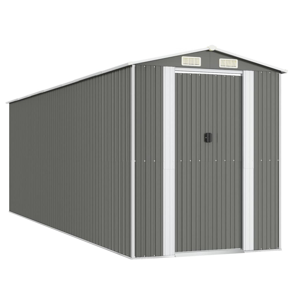 Trädgårdsskjul ljusgrå 192x606x223 cm galvaniserat stål