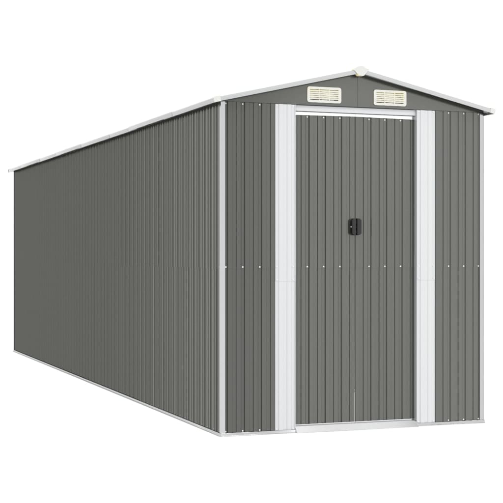 Trädgårdsskjul ljusgrå 192x689x223cm galvaniserat stål