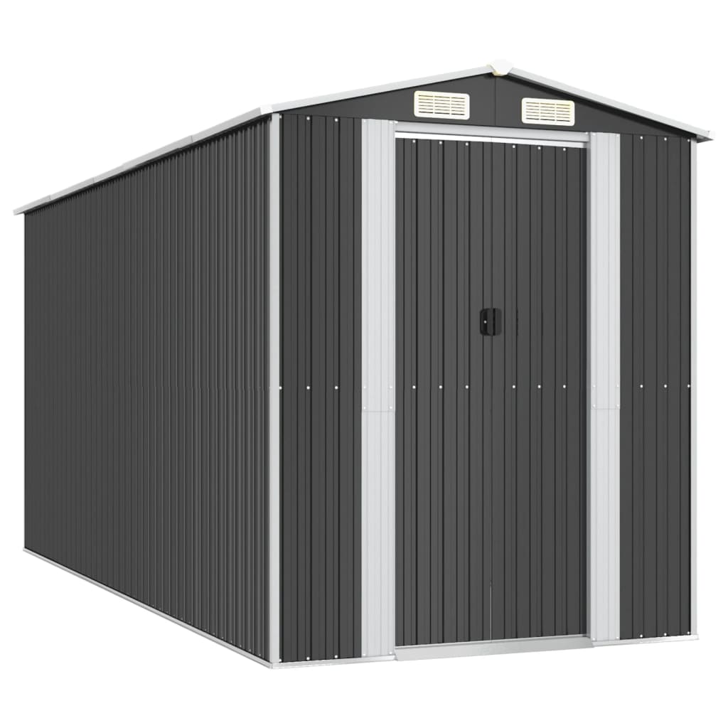 Trädgårdsskjul antracit 192x440x223 cm galvaniserat stål