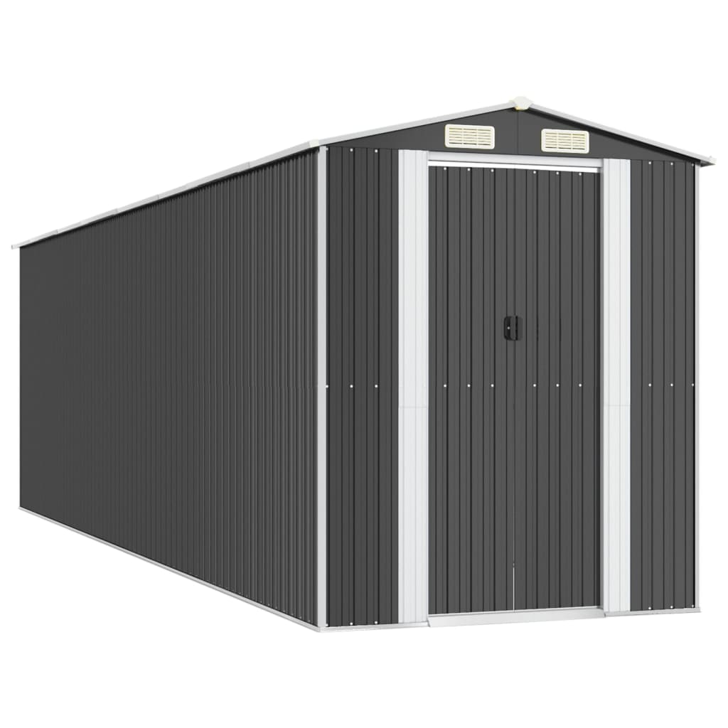 Trädgårdsskjul antracit 192x689x223 cm galvaniserat stål