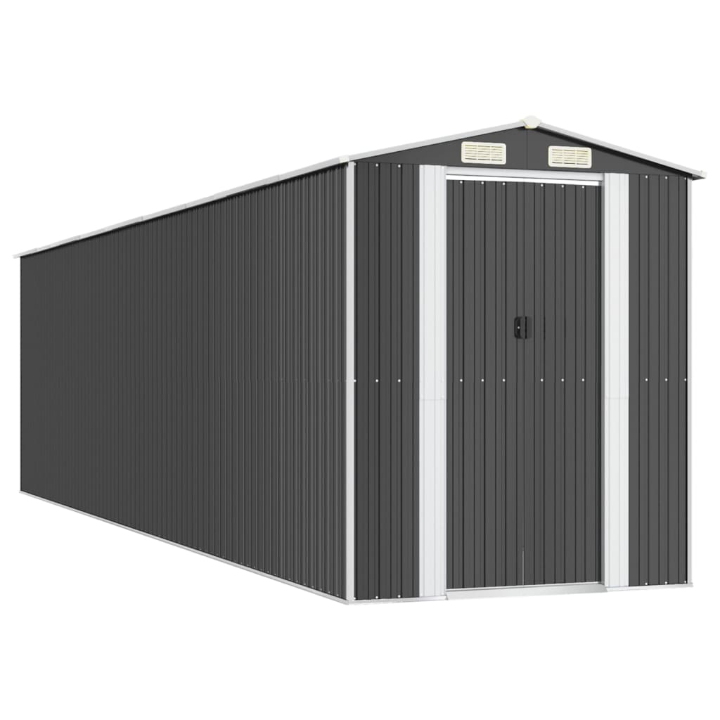 Trädgårdsskjul antracit 192x772x223 cm galvaniserat stål
