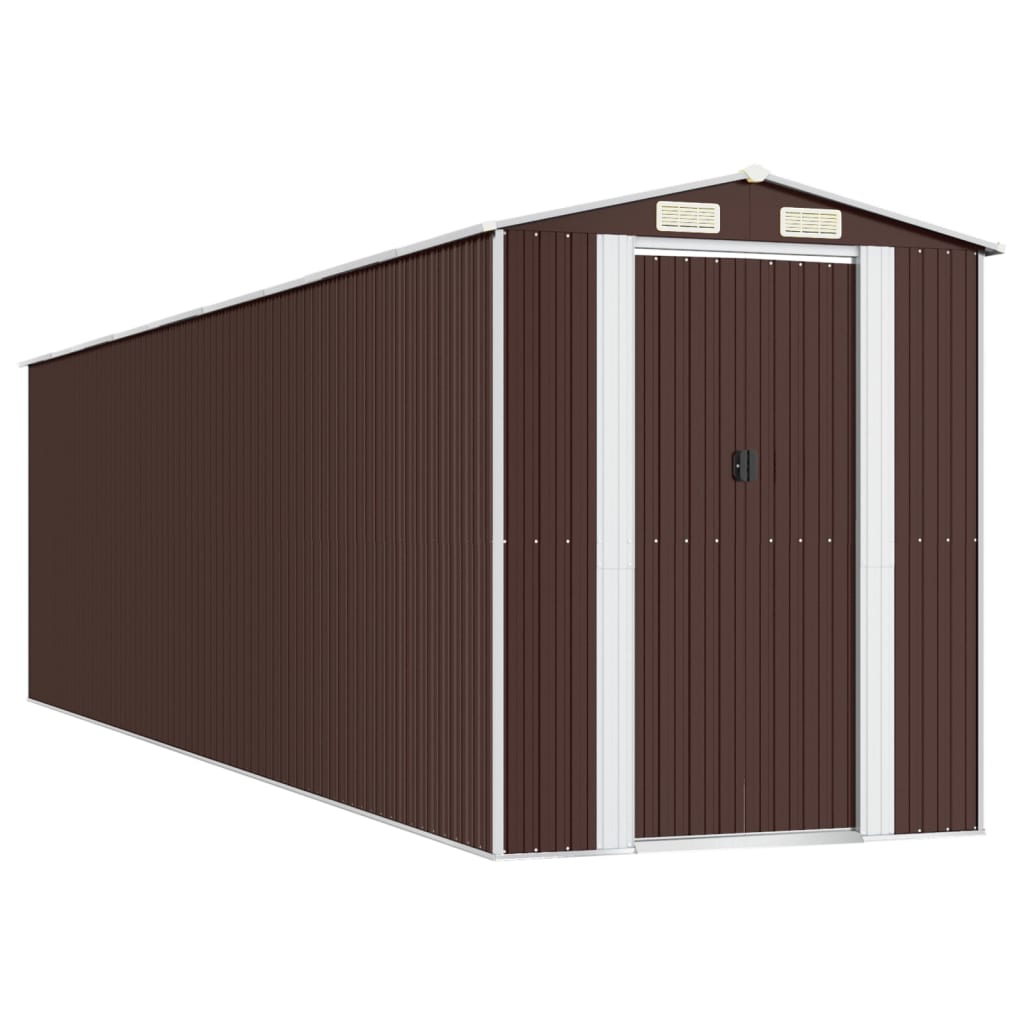 Trädgårdsskjul mörkbrun 192x772x223 cm galvaniserat stål