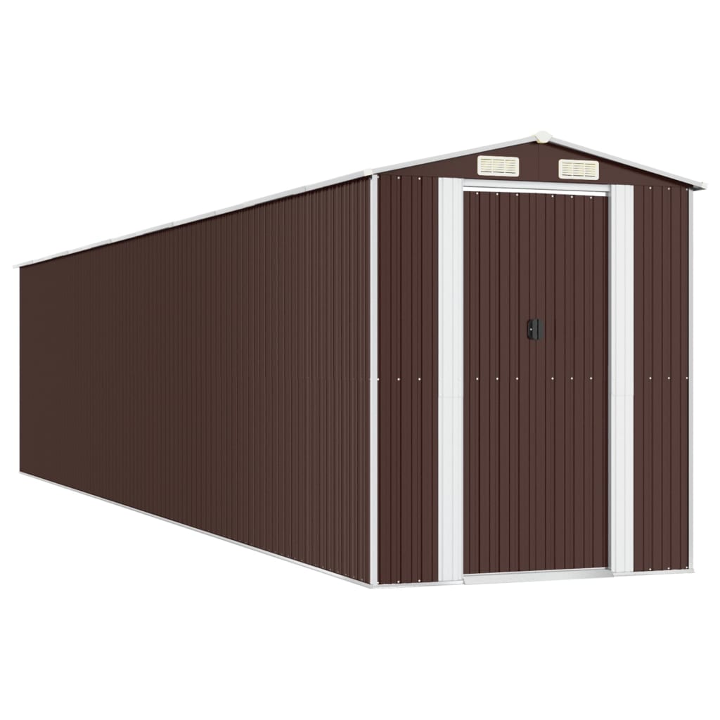 Trädgårdsskjul mörkbrun 192x938x223 cm galvaniserat stål