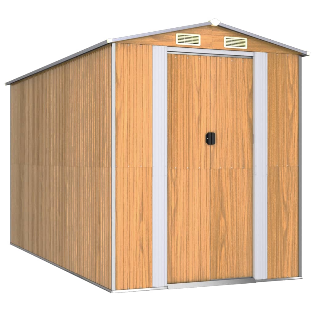 Trädgårdsskjul ljusbrun 192x357x223 cm galvaniserat stål