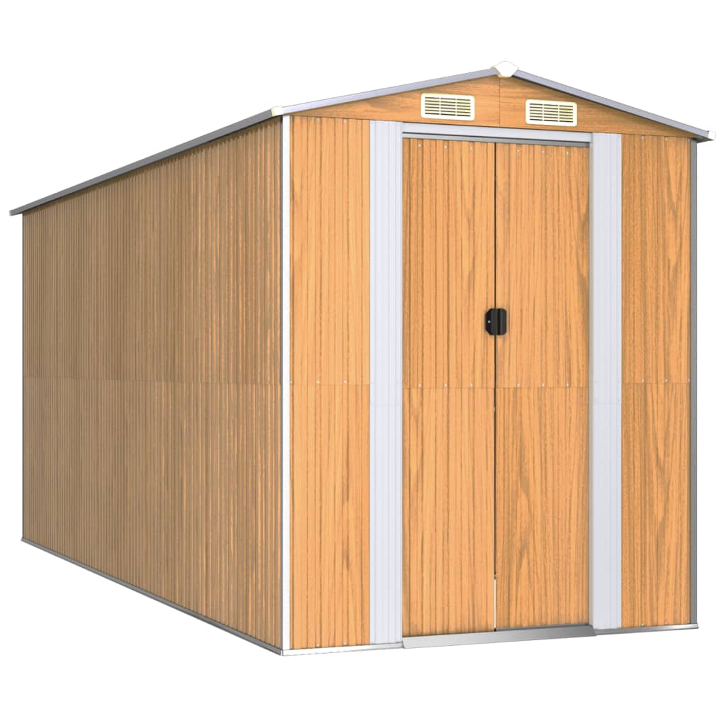 Trädgårdsskjul ljusbrun 192x440x223 cm galvaniserat stål