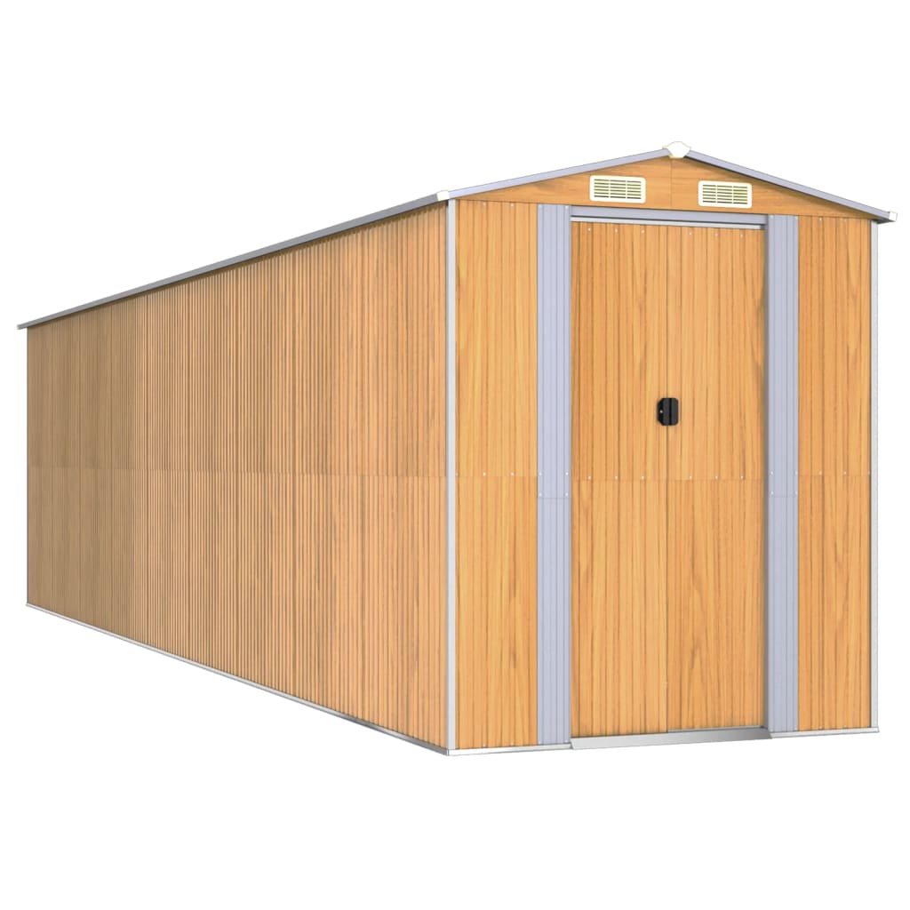 Trädgårdsskjul ljusbrun 192x772x223 cm galvaniserat stål