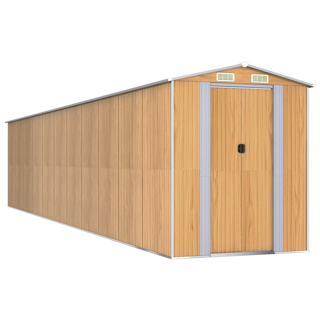 Trädgårdsskjul ljusbrun 192x938x223 cm galvaniserat stål