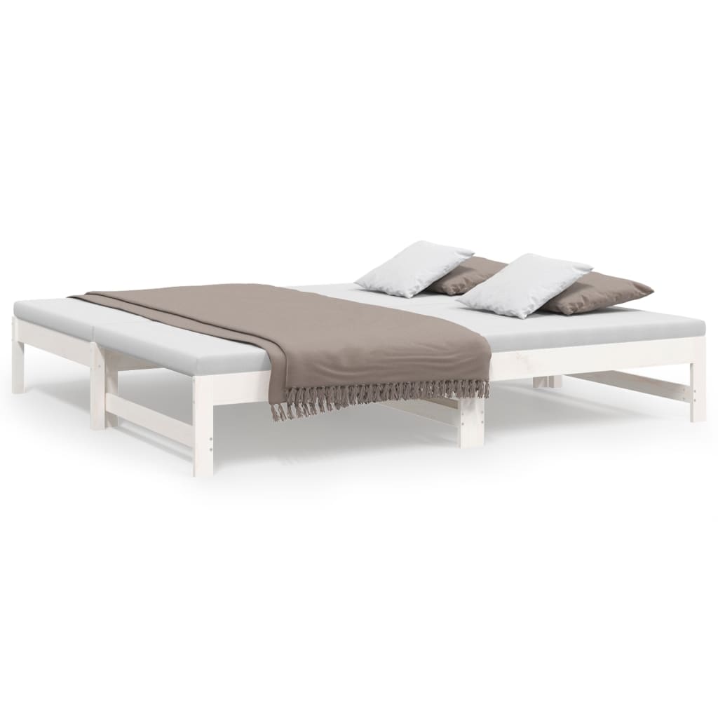 Utdragbar dagbädd vit 2x(90x190) cm massiv furu