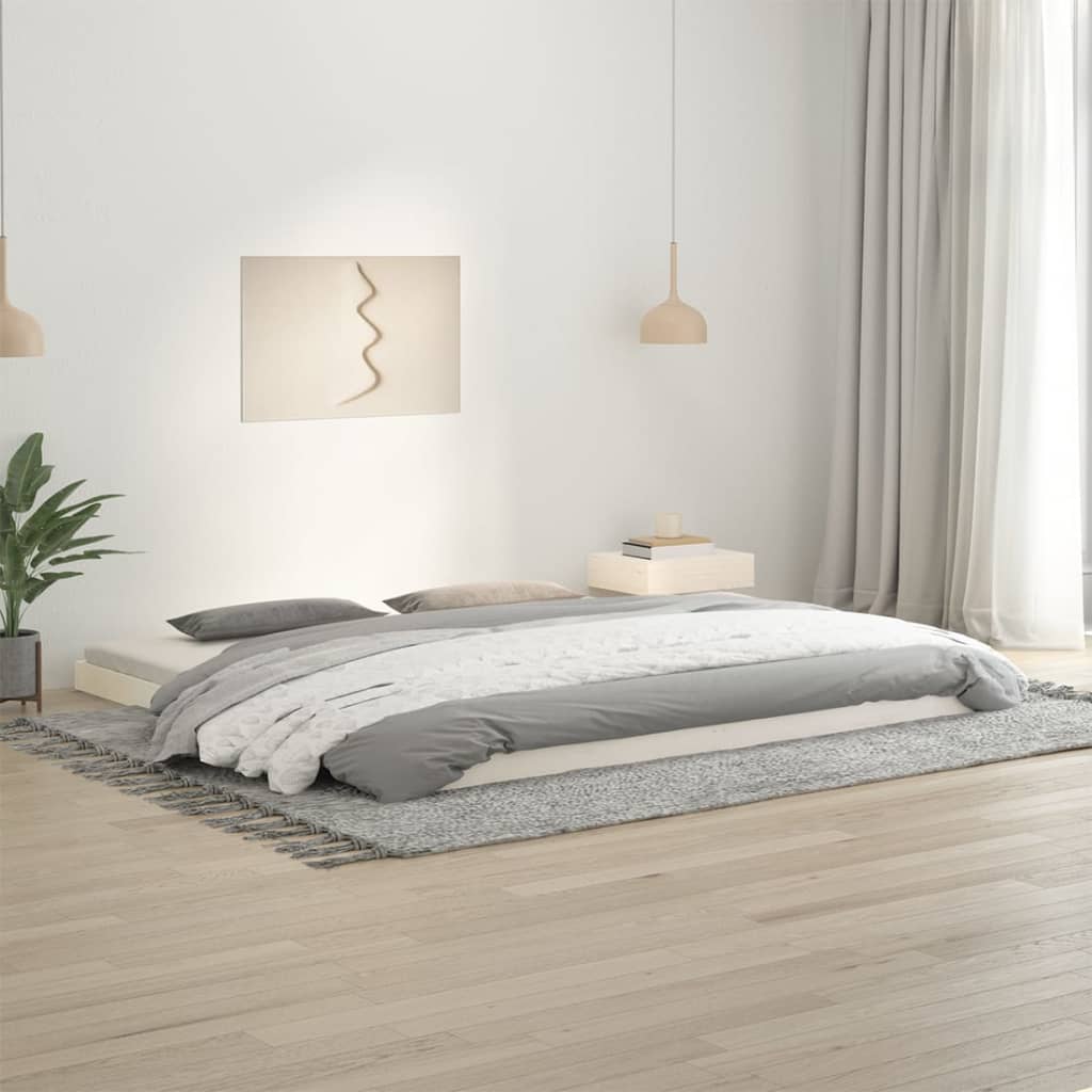 Sängram vit 200x200 cm massiv furu