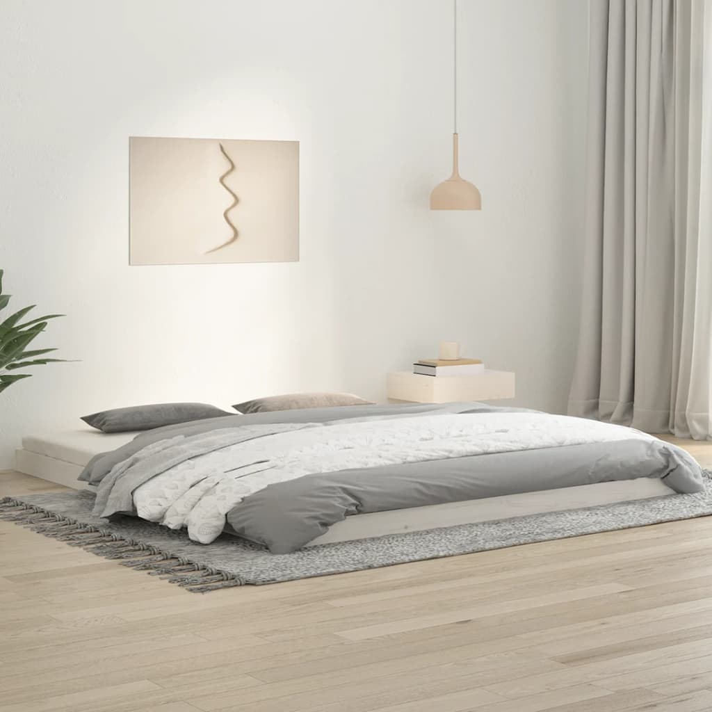 Sängram 180x200 cm massiv furu vit
