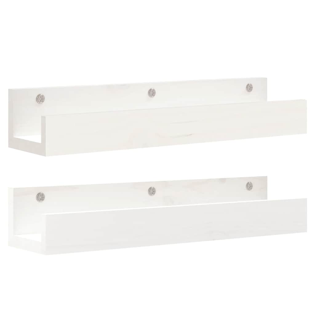 Väggskåp 2 st vit 50x12x9 cm massiv furu