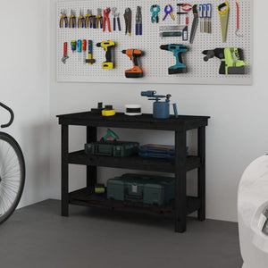 Skobänk svart 110,5x50x80 cm massiv furu