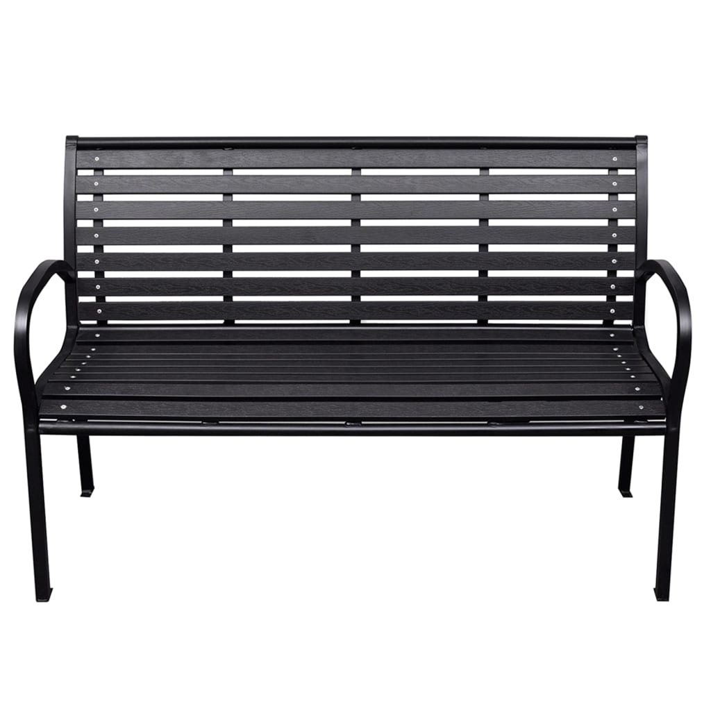 Trädgårdsbänk svart 116 cm stål och WPC