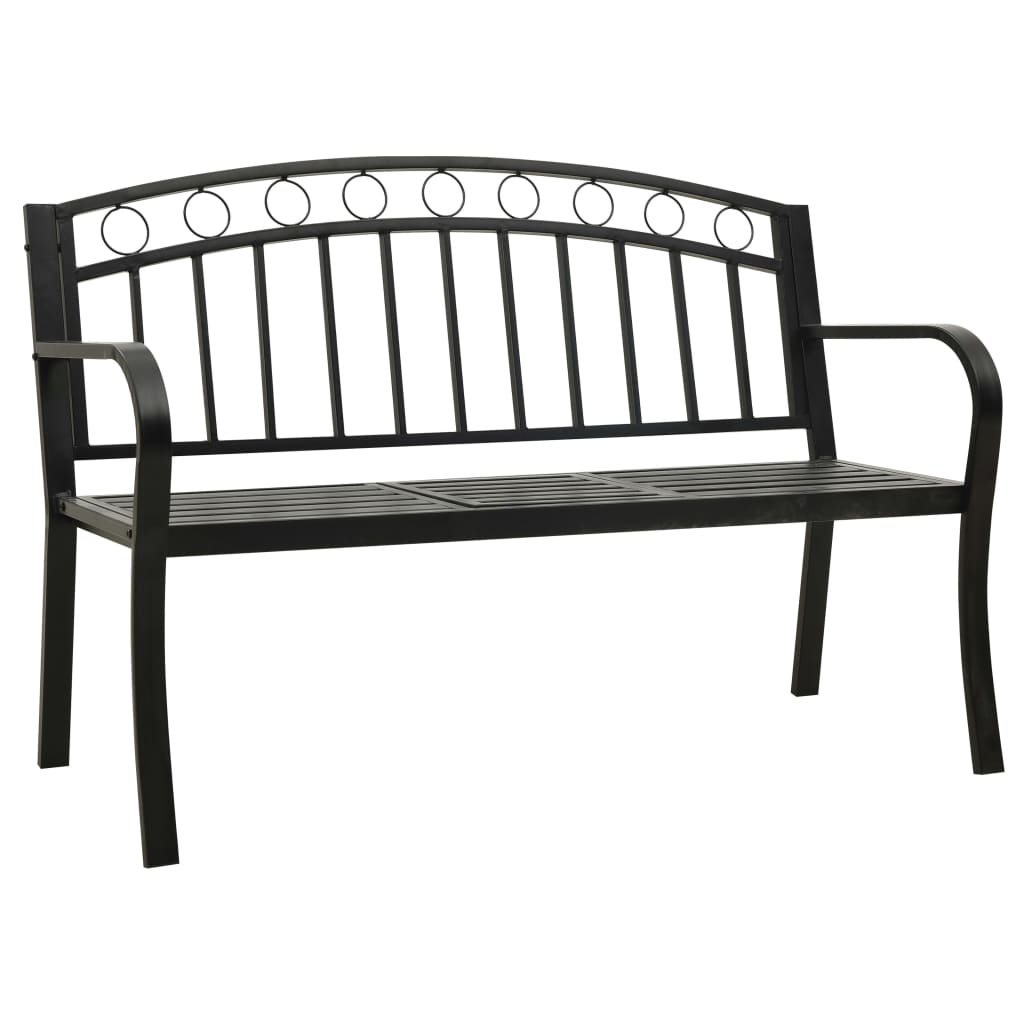 Trädgårdsbänk med bord svart 120 cm stål