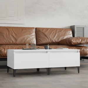 Sidobord 2 st vit högglans 50x46x35 cm konstruerat trä