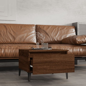 Sidobord 2 st brun ek 50x46x35 cm konstruerat trä