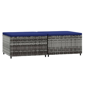 Fotpallar med dynor för trädgården 2 st grå konstrotting