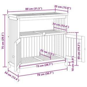 Konsolbord för trädgården 80x35x75 cm massivt akaciaträ