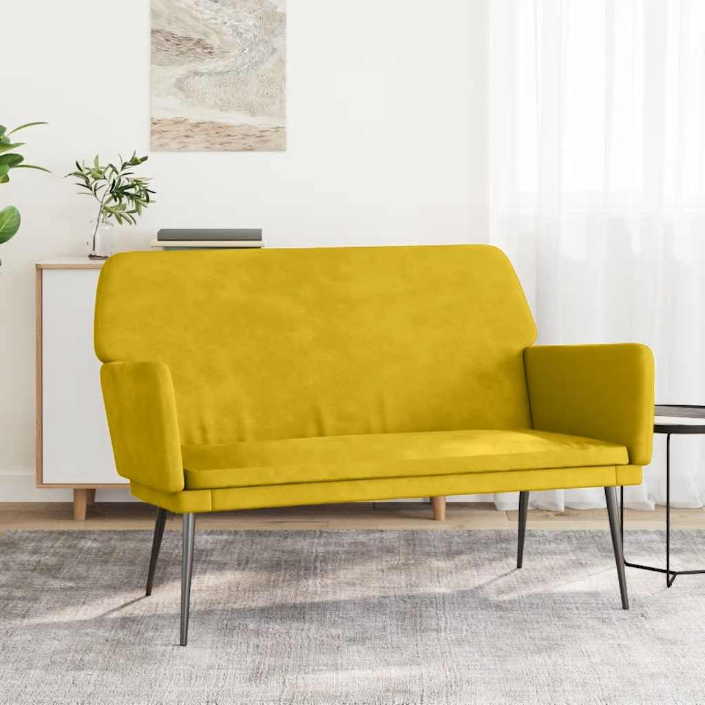 Bänk gul 108x79x79 cm sammet