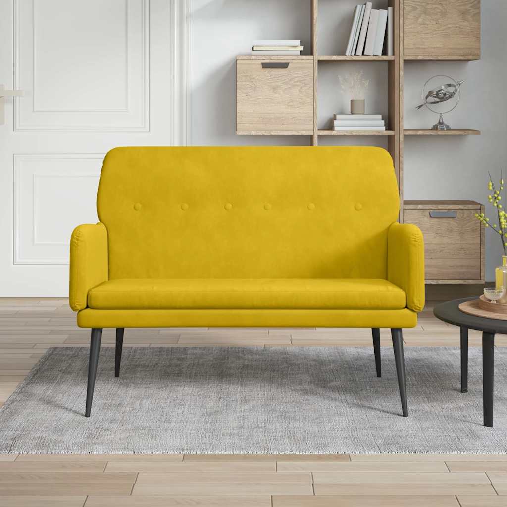 Bänk gul 108x79x79 cm sammet