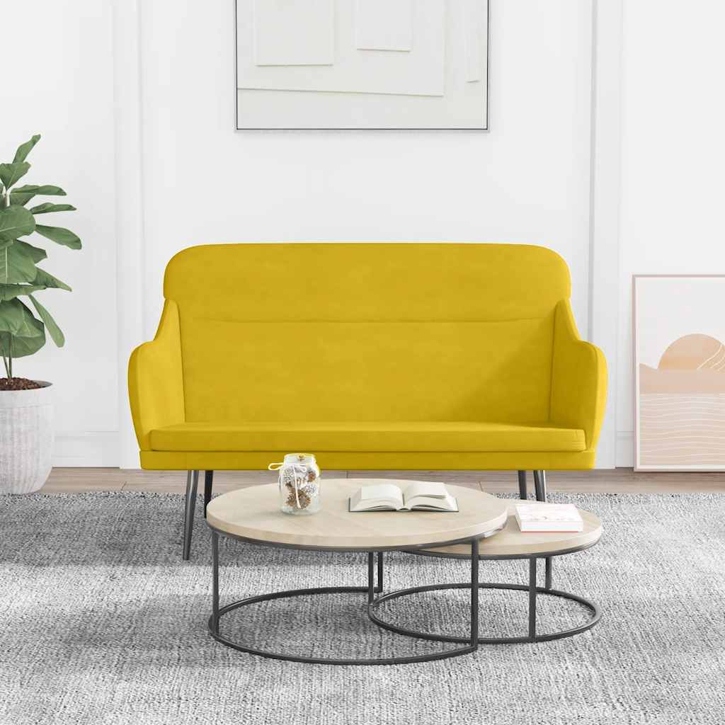 Bänk gul 110x76x80 cm sammet