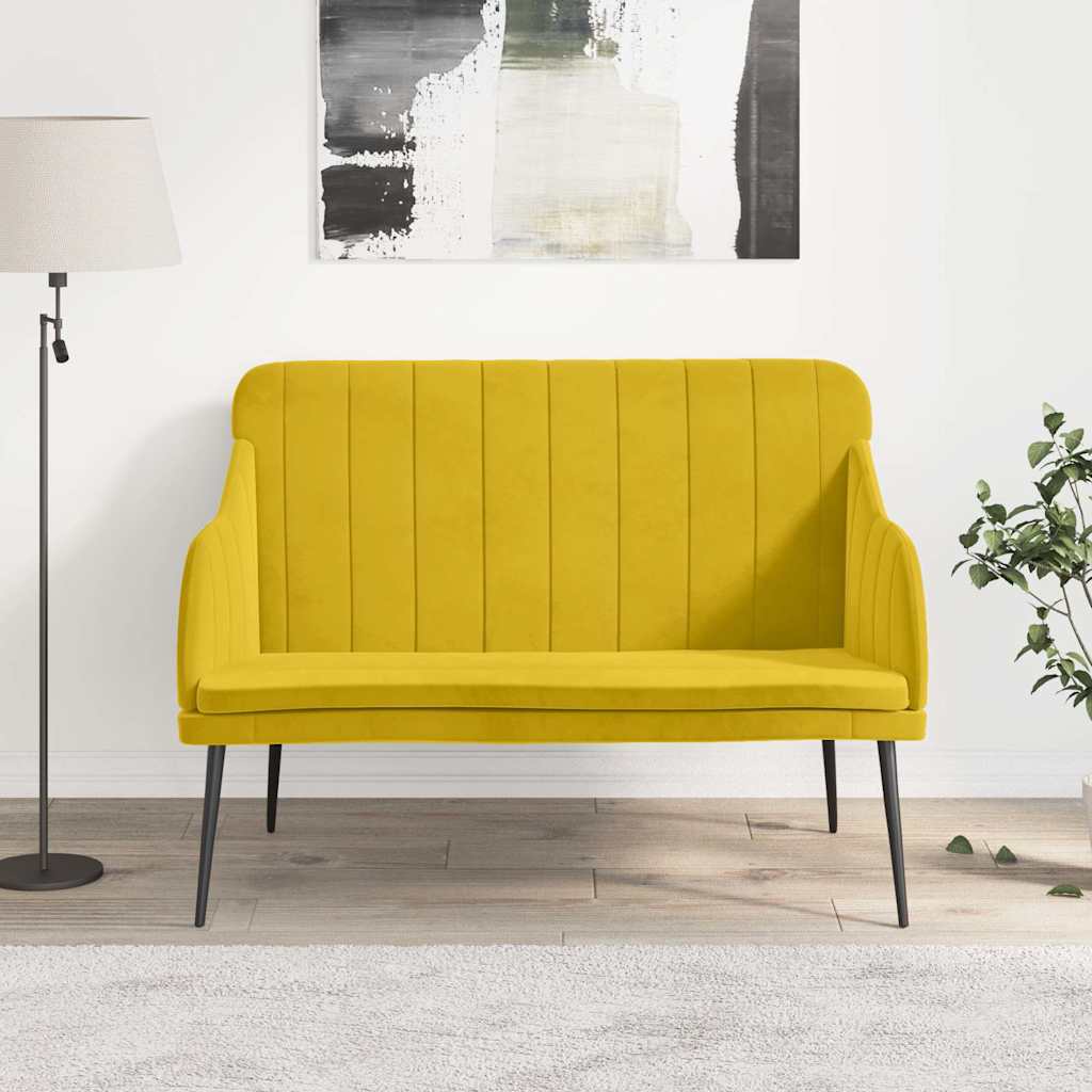 Bänk gul 110x76x80 cm sammet