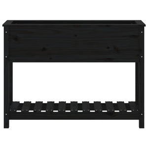 Odlingslåda med hylla svart 111,5x34,5x81 cm massiv furu