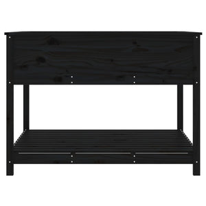 Odlingslåda med hylla svart 111,5x111,5x81 cm massiv furu