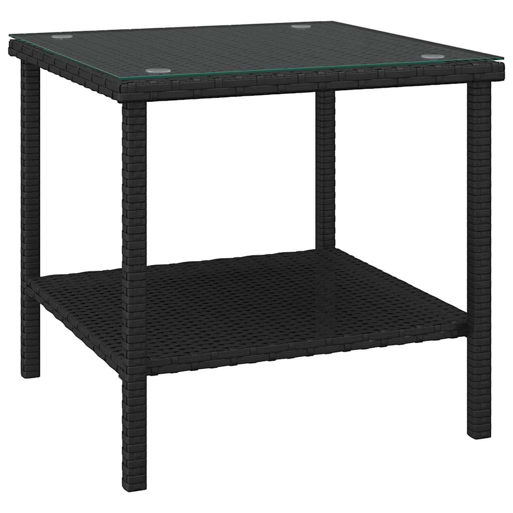Sidobord svart 45x45x45 cm konstrotting och härdat glas