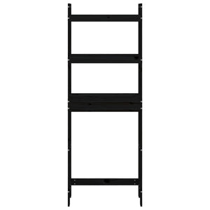 Badrumshylla svart 63x26x171 cm massiv furu