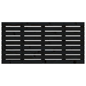 Väggmonterad huvudgavel svart 146x3x63 cm massiv furu