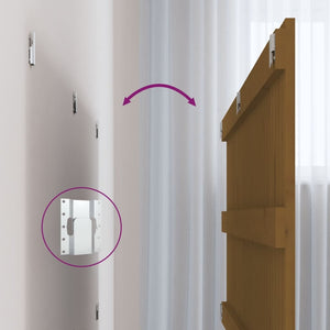 Väggmonterad huvudgavel honungsbrun 127,5x3x60 cm massiv furu