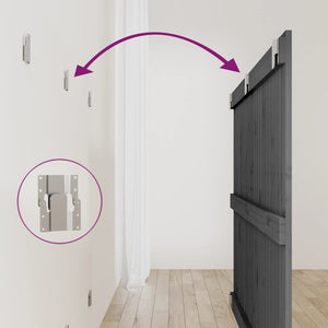 Väggmonterad huvudgavel grå 147x3x90 cm massiv furu