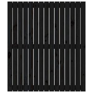 Väggmonterad huvudgavel svart 95,5x3x110 cm massiv furu