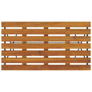 Hopfällbart cafébord 100x54x71 cm massivt akaciaträ och stål