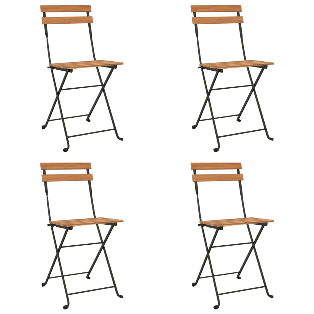 Hopfällbara caféstolar 4 st massiv teak och stål