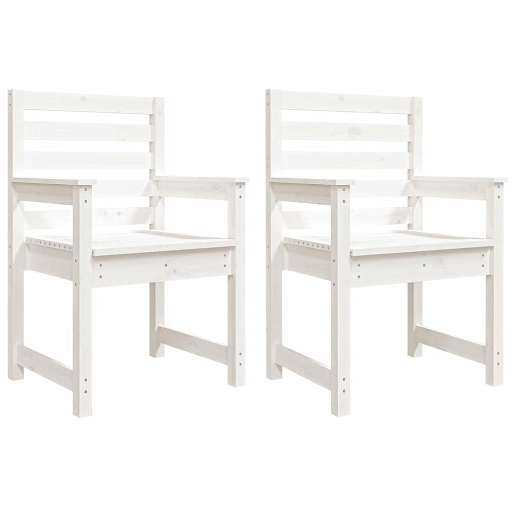 Trädgårdsstolar 2 st vit 60x48x91 cm massiv furu