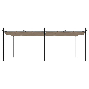 Pergola med infällbart tak taupe 589x292x230 cm
