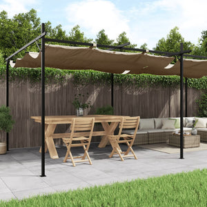 Pergola med infällbart tak taupe 589x292x230 cm
