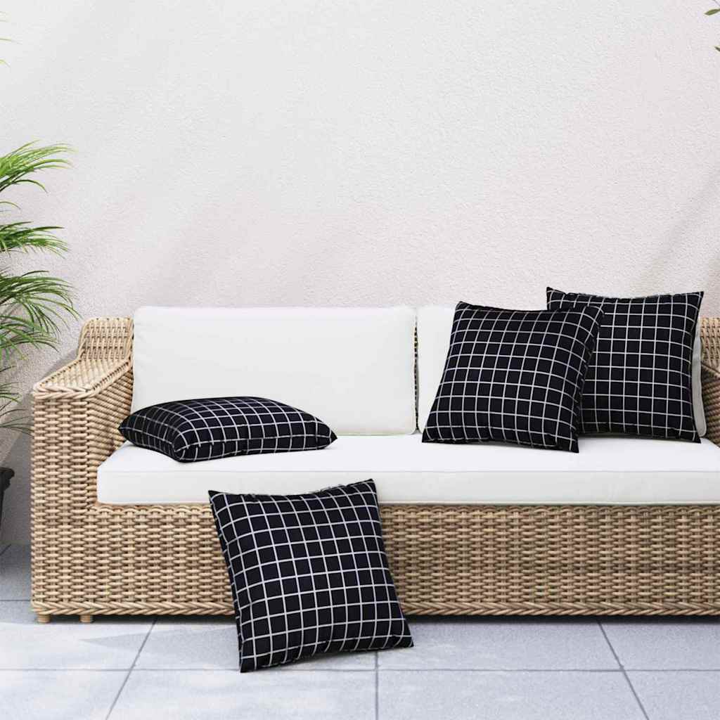Spridda Kuddar 4 st Polyester Tyg Svart Rutigt 60 x 60 cm