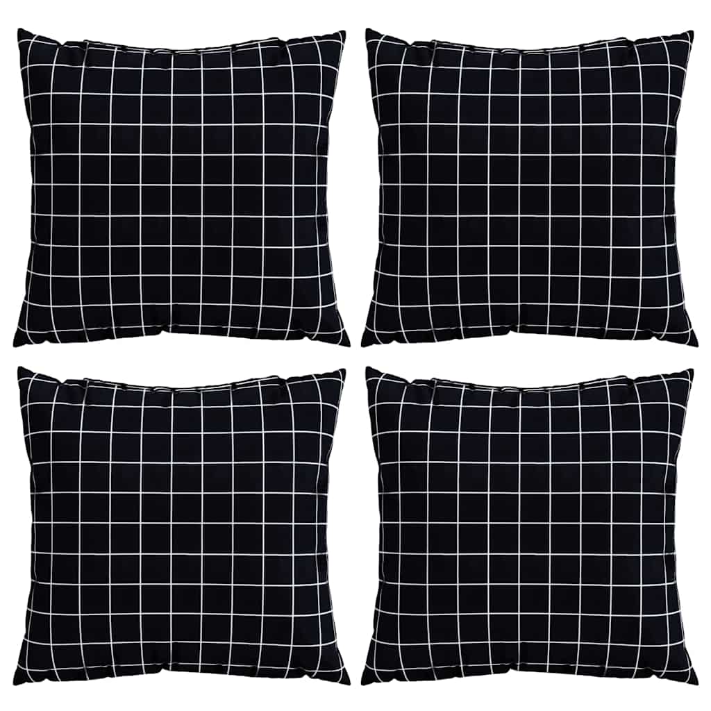 Spridda Kuddar 4 st Polyester Tyg Svart Rutigt 60 x 60 cm
