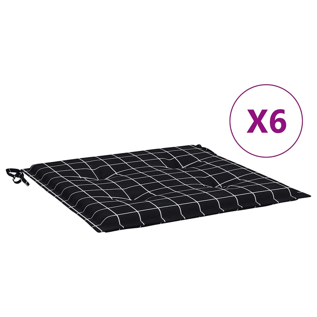 Stolsdynor 6 st svartrutig 40x40x4 cm tyg