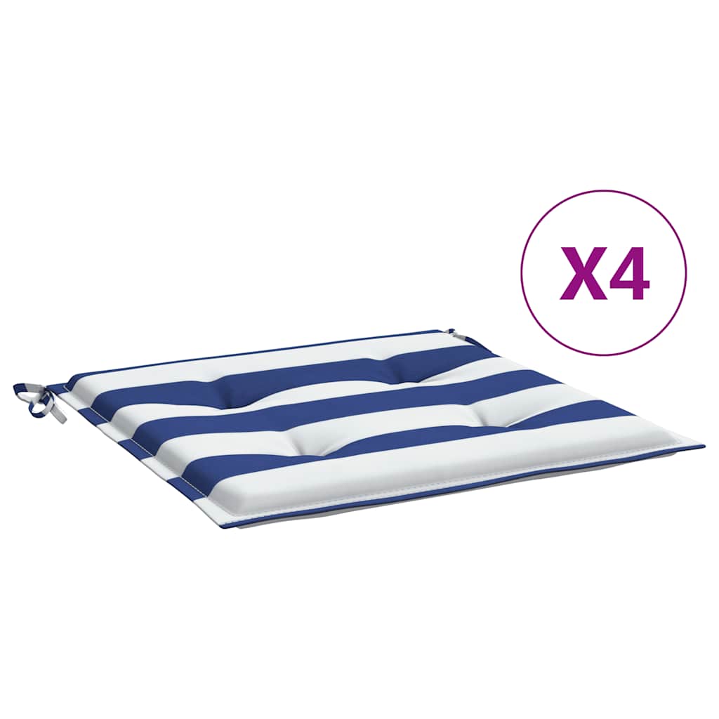 Stolsdynor 4 st blå&vit randig 50x50x4 cm tyg