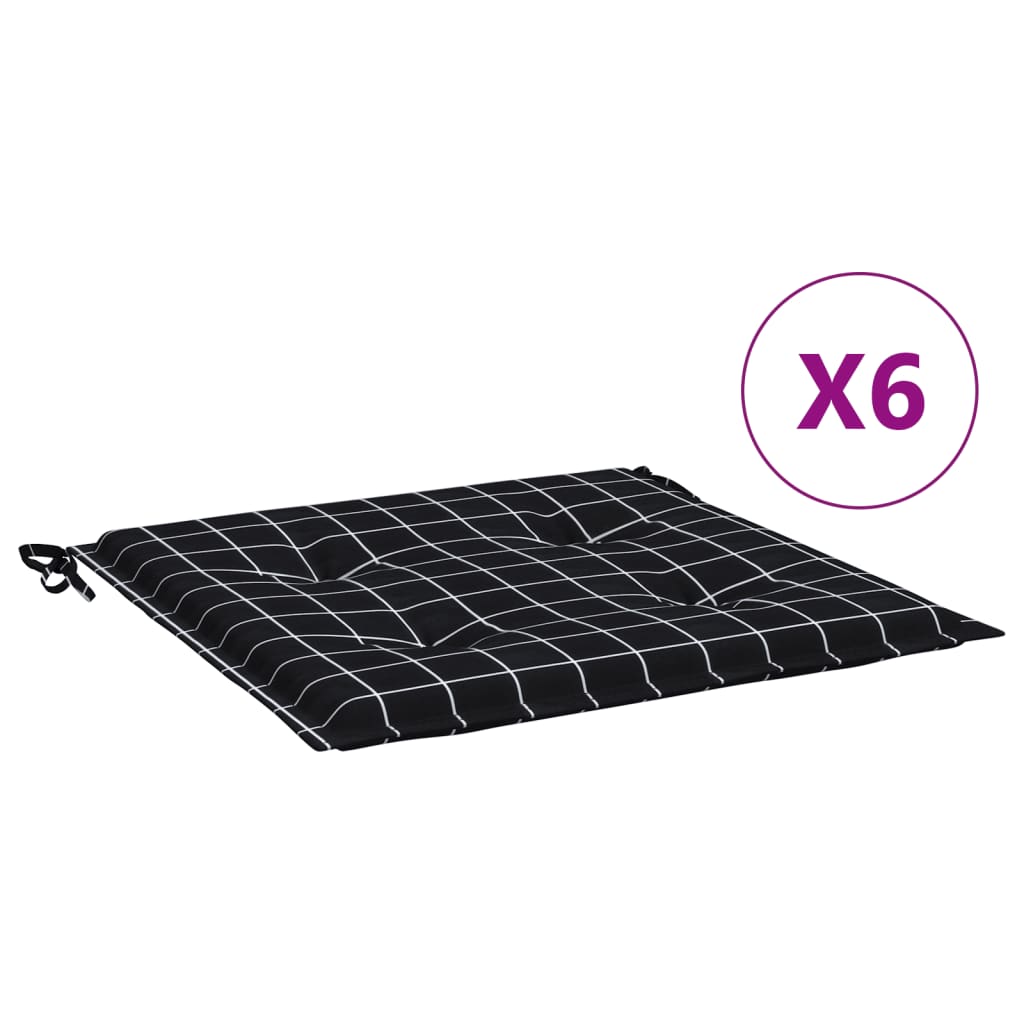 Stolsdynor 6 st svartrutig 50x50x4 cm tyg