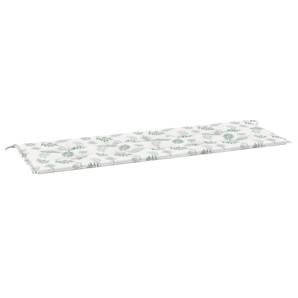 Bänkdyna för trädgården bladmönster 150x50x3 cm oxfordtyg