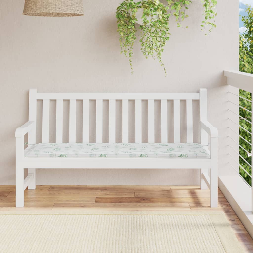 Bänkdyna för trädgården bladmönster 150x50x3 cm oxfordtyg