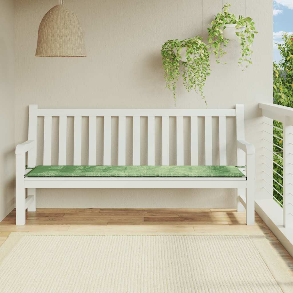 Bänkdyna för trädgården bladmönster 200x50x3 cm tyg